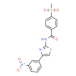 ChemSpider 2D Image | 4-(Methylsulfonyl)-N-[4-(3-nitrophenyl)-1,3-thiazol-2-yl]benzamide | C17H13N3O5S2
