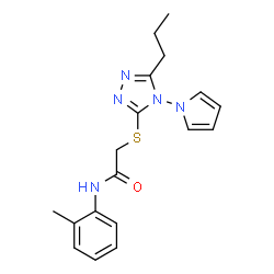 ChemSpider 2D Image | N-(2-Methylphenyl)-2-{[5-propyl-4-(1H-pyrrol-1-yl)-4H-1,2,4-triazol-3-yl]sulfanyl}acetamide | C18H21N5OS