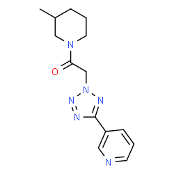 ChemSpider 2D Image | 1-(3-Methyl-piperidin-1-yl)-2-(5-pyridin-3-yl-tetrazol-2-yl)-ethanone | C14H18N6O