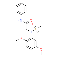 ChemSpider 2D Image | N~2~-(2,5-Dimethoxyphenyl)-N~2~-(methylsulfonyl)-N-phenylglycinamide | C17H20N2O5S