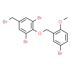 ChemSpider 2D Image | 1,3-Dibromo-2-[(5-bromo-2-methoxybenzyl)oxy]-5-(bromomethyl)benzene | C15H12Br4O2