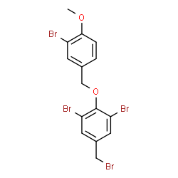 ChemSpider 2D Image | 1,3-Dibromo-2-[(3-bromo-4-methoxybenzyl)oxy]-5-(bromomethyl)benzene | C15H12Br4O2