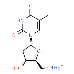 ChemSpider 2D Image | 1-(5-Ammonio-2,5-dideoxy-alpha-L-erythro-pentofuranosyl)-5-methyl-2,4(1H,3H)-pyrimidinedione | C10H16N3O4
