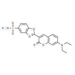 ChemSpider 2D Image | 3-(5-(AMINOSULFONYL)BENZOXAZOL-2-YL)-7-(DIETHYLAMINO)COUMARIN | C20H19N3O5S