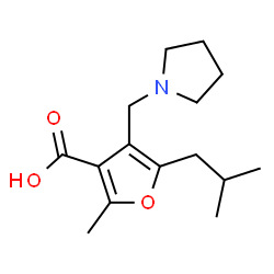 ChemSpider 2D Image | 5-Isobutyl-2-methyl-4-(1-pyrrolidinylmethyl)-3-furoic acid | C15H23NO3