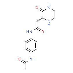 ChemSpider 2D Image | N-(4-Acetamidophenyl)-2-[(2R)-3-oxo-2-piperazinyl]acetamide | C14H18N4O3