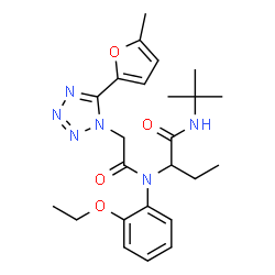 ChemSpider 2D Image | 2-[(2-Ethoxyphenyl){[5-(5-methyl-2-furyl)-1H-tetrazol-1-yl]acetyl}amino]-N-(2-methyl-2-propanyl)butanamide | C24H32N6O4