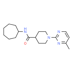 ChemSpider 2D Image | N-Cycloheptyl-1-(4-methyl-2-pyrimidinyl)-4-piperidinecarboxamide | C18H28N4O