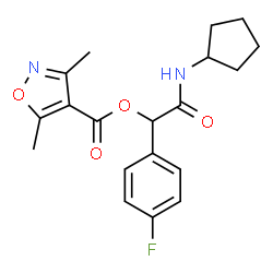 ChemSpider 2D Image | 2-(Cyclopentylamino)-1-(4-fluorophenyl)-2-oxoethyl 3,5-dimethyl-1,2-oxazole-4-carboxylate | C19H21FN2O4