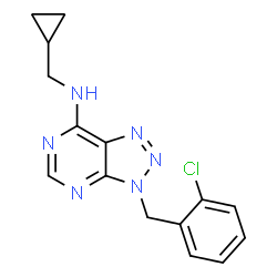 ChemSpider 2D Image | 3-(2-Chlorobenzyl)-N-(cyclopropylmethyl)-3H-[1,2,3]triazolo[4,5-d]pyrimidin-7-amine | C15H15ClN6