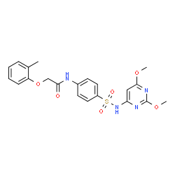 ChemSpider 2D Image | N-{4-[(2,6-Dimethoxy-4-pyrimidinyl)sulfamoyl]phenyl}-2-(2-methylphenoxy)acetamide | C21H22N4O6S