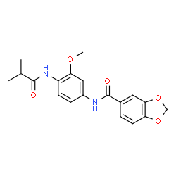 ChemSpider 2D Image | N-[4-(Isobutyrylamino)-3-methoxyphenyl]-1,3-benzodioxole-5-carboxamide | C19H20N2O5