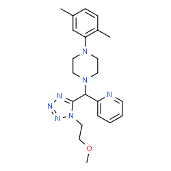 ChemSpider 2D Image | 1-(2,5-Dimethylphenyl)-4-{[1-(2-methoxyethyl)-1H-tetrazol-5-yl](2-pyridinyl)methyl}piperazine | C22H29N7O