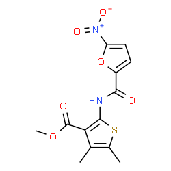 ChemSpider 2D Image | Methyl 4,5-dimethyl-2-[(5-nitro-2-furoyl)amino]-3-thiophenecarboxylate | C13H12N2O6S