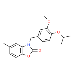ChemSpider 2D Image | 3-(4-Isopropoxy-3-methoxy-benzyl)-5-methyl-3H-benzooxazol-2-one | C19H21NO4