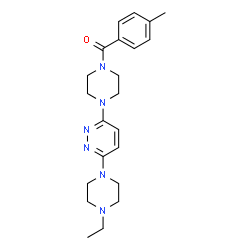 ChemSpider 2D Image | {4-[6-(4-Ethyl-1-piperazinyl)-3-pyridazinyl]-1-piperazinyl}(4-methylphenyl)methanone | C22H30N6O