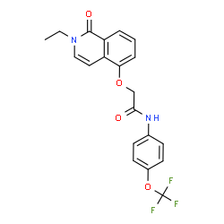 ChemSpider 2D Image | 2-[(2-Ethyl-1-oxo-1,2-dihydro-5-isoquinolinyl)oxy]-N-[4-(trifluoromethoxy)phenyl]acetamide | C20H17F3N2O4