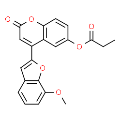 ChemSpider 2D Image | 4-(7-Methoxy-1-benzofuran-2-yl)-2-oxo-2H-chromen-6-yl propionate | C21H16O6