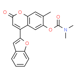 ChemSpider 2D Image | 4-(1-Benzofuran-2-yl)-7-methyl-2-oxo-2H-chromen-6-yl dimethylcarbamate | C21H17NO5