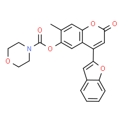 ChemSpider 2D Image | 4-(1-Benzofuran-2-yl)-7-methyl-2-oxo-2H-chromen-6-yl 4-morpholinecarboxylate | C23H19NO6