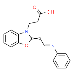ChemSpider 2D Image | 3-{2-[(2E)-2-(Phenylimino)ethylidene]-1,3-benzoxazol-3(2H)-yl}propanoic acid | C18H16N2O3