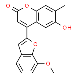 ChemSpider 2D Image | 6-Hydroxy-4-(7-methoxy-1-benzofuran-2-yl)-7-methyl-2H-chromen-2-one | C19H14O5