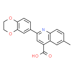 ChemSpider 2D Image | 2-(2,3-Dihydro-1,4-benzodioxin-6-yl)-6-methyl-4-quinolinecarboxylic acid | C19H15NO4