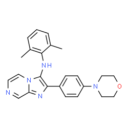 ChemSpider 2D Image | N-(2,6-Dimethylphenyl)-2-[4-(4-morpholinyl)phenyl]imidazo[1,2-a]pyrazin-3-amine | C24H25N5O