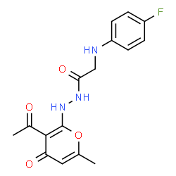 ChemSpider 2D Image | N'-(3-Acetyl-6-methyl-4-oxo-4H-pyran-2-yl)-2-[(4-fluorophenyl)amino]acetohydrazide | C16H16FN3O4