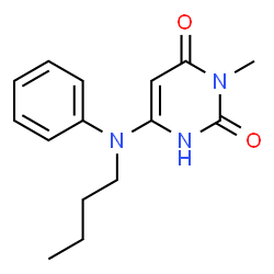 ChemSpider 2D Image | 6-[Butyl(phenyl)amino]-3-methyl-2,4(1H,3H)-pyrimidinedione | C15H19N3O2
