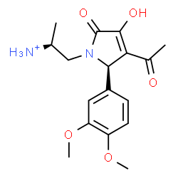ChemSpider 2D Image | (2S)-1-[(2R)-3-Acetyl-2-(3,4-dimethoxyphenyl)-4-hydroxy-5-oxo-2,5-dihydro-1H-pyrrol-1-yl]-2-propanaminium | C17H23N2O5
