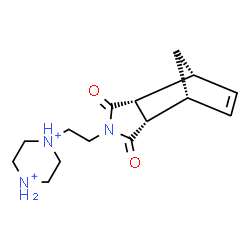 ChemSpider 2D Image | 1-{2-[(1R,2R,6S,7R)-3,5-Dioxo-4-azatricyclo[5.2.1.0~2,6~]dec-8-en-4-yl]ethyl}piperazinediium | C15H23N3O2
