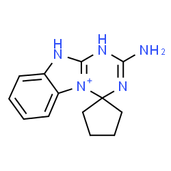 ChemSpider 2D Image | 2'-Amino-1',10'-dihydrospiro[cyclopentane-1,4'-[1,3,5]triazino[1,2-a][3,1]benzimidazol[5]ium] | C13H16N5