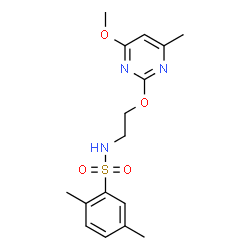 ChemSpider 2D Image | N-{2-[(4-Methoxy-6-methyl-2-pyrimidinyl)oxy]ethyl}-2,5-dimethylbenzenesulfonamide | C16H21N3O4S