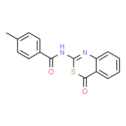 ChemSpider 2D Image | 4-Methyl-N-(4-oxo-4H-3,1-benzothiazin-2-yl)benzamide | C16H12N2O2S