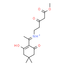 ChemSpider 2D Image | (1E)-1-(2-Hydroxy-4,4-dimethyl-6-oxo-1-cyclohexen-1-yl)-N-(5-methoxy-3,5-dioxopentyl)ethaniminium | C16H24NO5