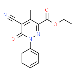 ChemSpider 2D Image | Ethyl 5-cyano-4-methyl-6-oxo-1-phenyl-1,6-dihydro-3-pyridazinecarboxylate | C15H13N3O3