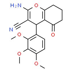 ChemSpider 2D Image | 2-Amino-5-oxo-4-(2,3,4-trimethoxyphenyl)-5,6,7,8-tetrahydro-4H-chromene-3-carbonitrile | C19H20N2O5