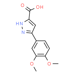 ChemSpider 2D Image | 3-(3,4-Dimethoxyphenyl)-1H-pyrazole-5-carboxylic acid | C12H12N2O4