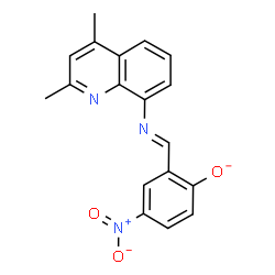 ChemSpider 2D Image | 2-{(E)-[(2,4-Dimethyl-8-quinolinyl)imino]methyl}-4-nitrophenolate | C18H14N3O3