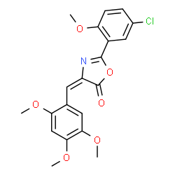 ChemSpider 2D Image | (4E)-2-(5-Chloro-2-methoxyphenyl)-4-(2,4,5-trimethoxybenzylidene)-1,3-oxazol-5(4H)-one | C20H18ClNO6