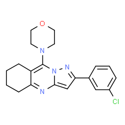 ChemSpider 2D Image | 2-(3-Chlorophenyl)-9-(4-morpholinyl)-5,6,7,8-tetrahydropyrazolo[5,1-b]quinazoline | C20H21ClN4O