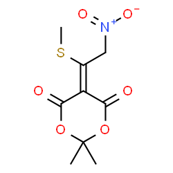 ChemSpider 2D Image | 2,2-Dimethyl-5-[1-(methylsulfanyl)-2-nitroethylidene]-1,3-dioxane-4,6-dione | C9H11NO6S