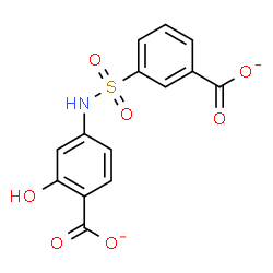 ChemSpider 2D Image | 4-{[(3-Carboxylatophenyl)sulfonyl]amino}-2-hydroxybenzoate | C14H9NO7S