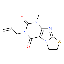 ChemSpider 2D Image | 3-Allyl-1-methyl-6,7-dihydro-1H-thiazolo[2,3-f]purine-2,4-dione | C11H12N4O2S