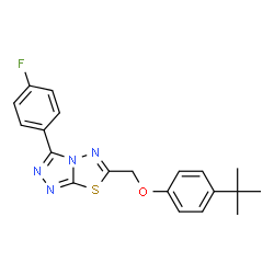 ChemSpider 2D Image | 3-(4-Fluorophenyl)-6-{[4-(2-methyl-2-propanyl)phenoxy]methyl}[1,2,4]triazolo[3,4-b][1,3,4]thiadiazole | C20H19FN4OS