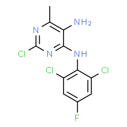 ChemSpider 2D Image | 2-Chloro-N~4~-(2,6-dichloro-4-fluorophenyl)-6-methyl-4,5-pyrimidinediamine | C11H8Cl3FN4