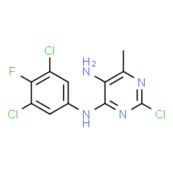ChemSpider 2D Image | 2-Chloro-N~4~-(3,5-dichloro-4-fluorophenyl)-6-methyl-4,5-pyrimidinediamine | C11H8Cl3FN4