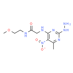 ChemSpider 2D Image | N~2~-(2-Hydrazino-6-methyl-5-nitro-4-pyrimidinyl)-N-(2-methoxyethyl)glycinamide | C10H17N7O4