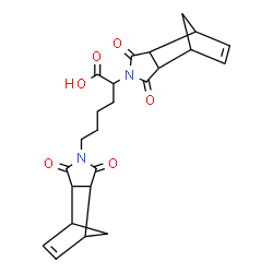 ChemSpider 2D Image | 2,6-Bis(3,5-dioxo-4-azatricyclo[5.2.1.0~2,6~]dec-8-en-4-yl)hexanoic acid | C24H26N2O6